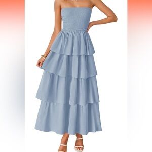 Strapless Maxi Dress In Sky Blue